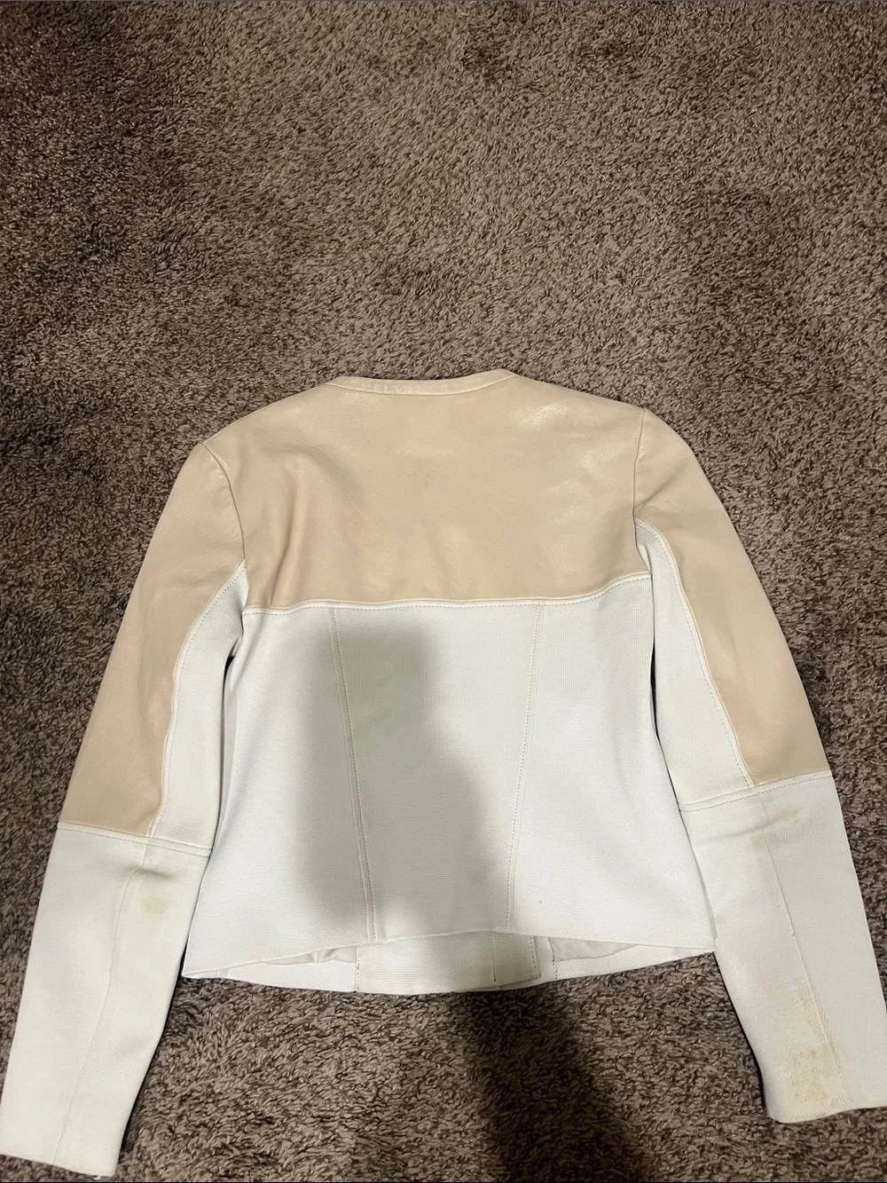 Helmut Lang Two-Tone Cream & White Leather Jacket